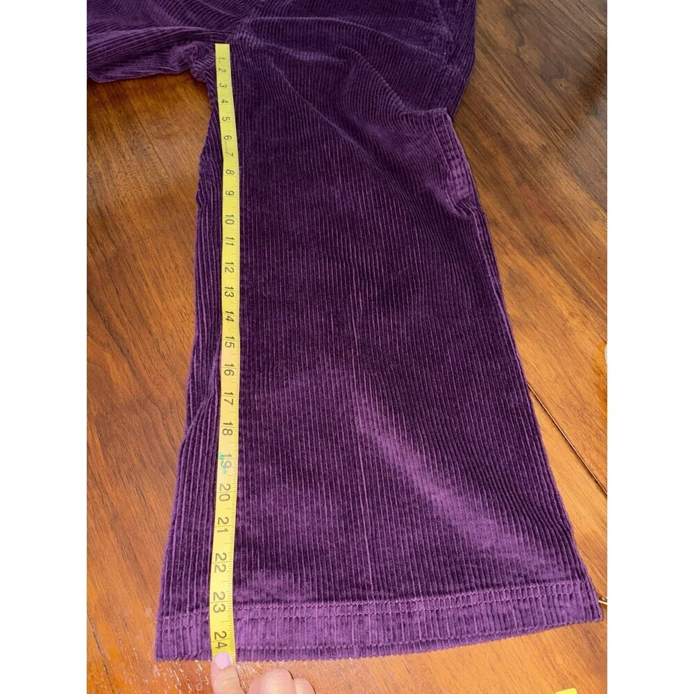 Pact Corduroy Cropped Wide Leg Pants Womens Purple L Stretch Organic Cotton Y2K - Picture 9 of 9